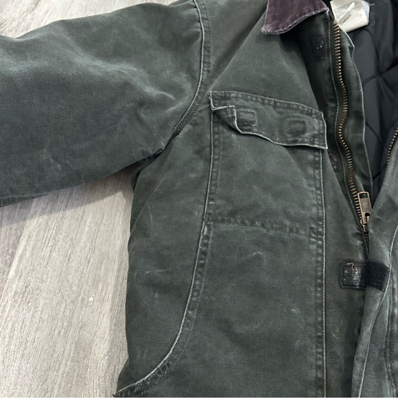 Vintage Carhartt Duck Canvas Jacket Quilted  Mens S Moss Green Barn Chore Arctic - Picture 8 of 15